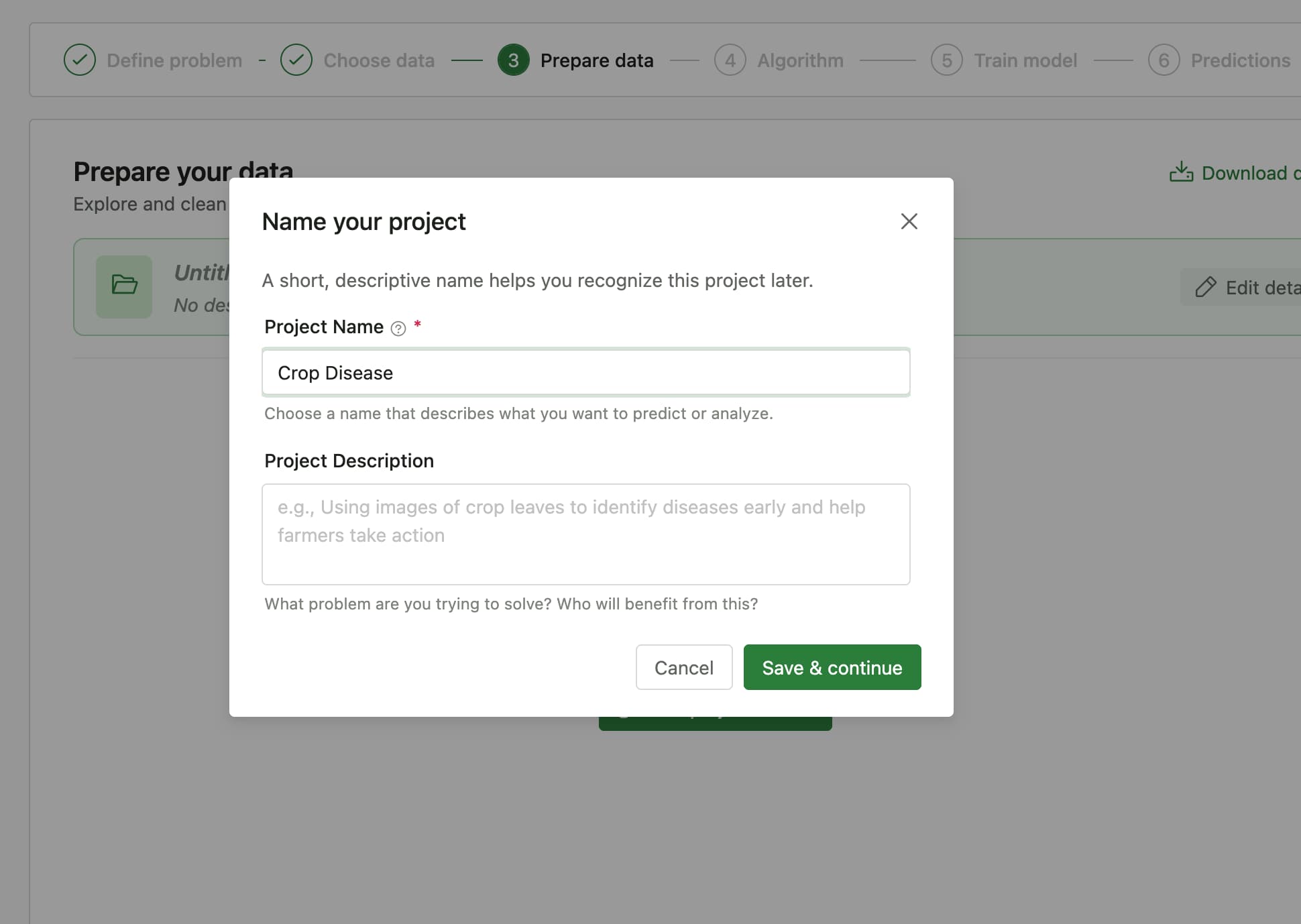Add project details