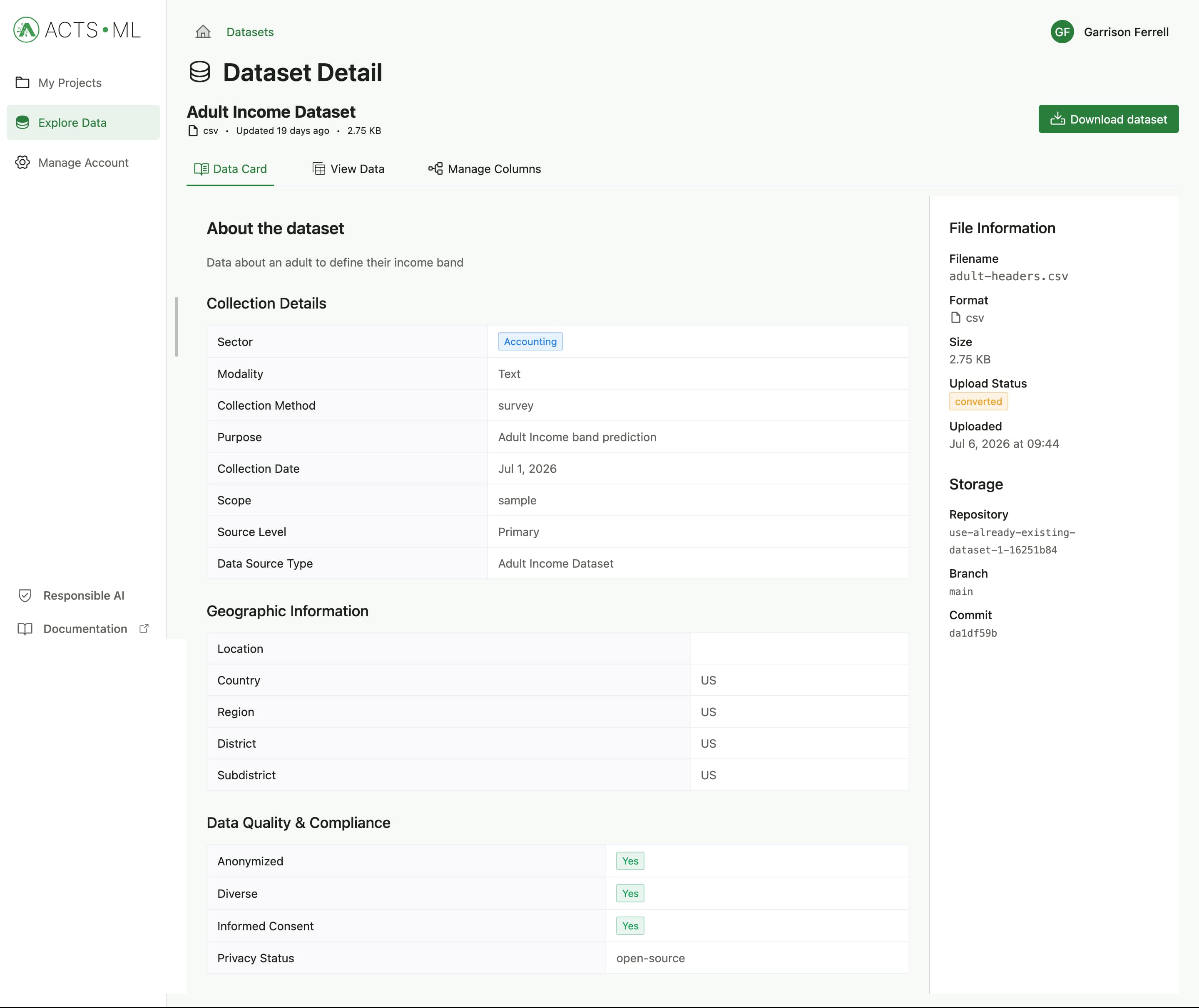 dataset upload