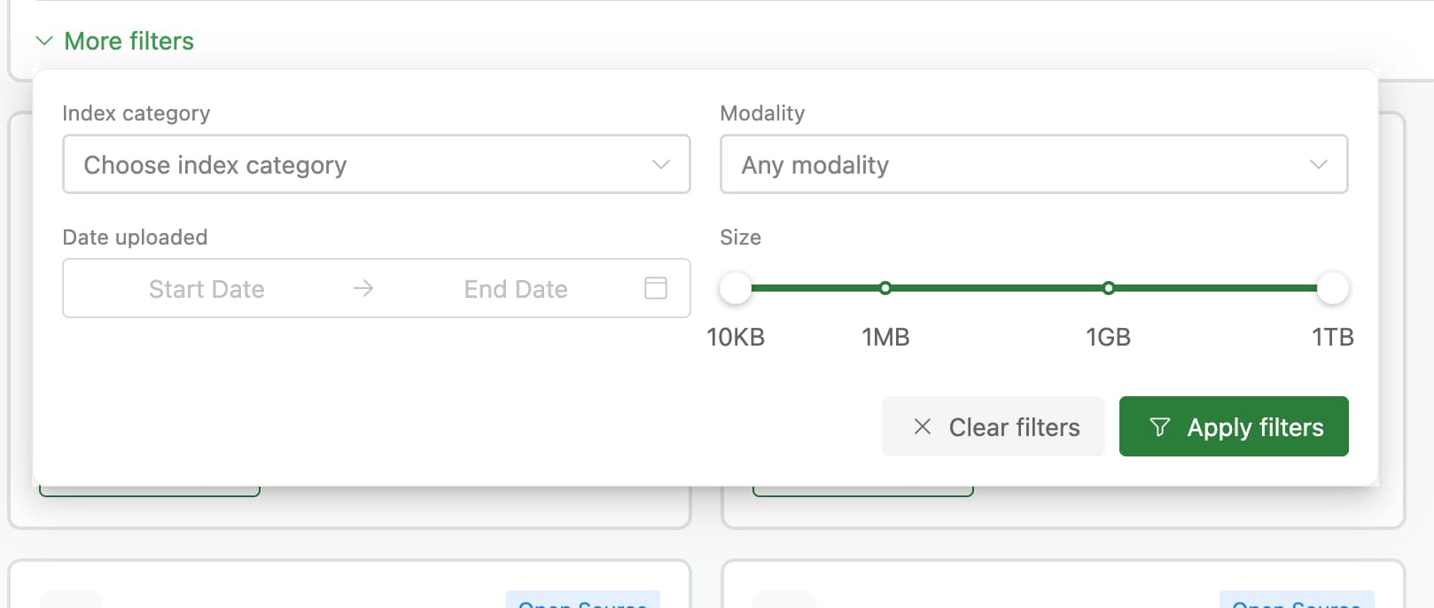 dataset filters