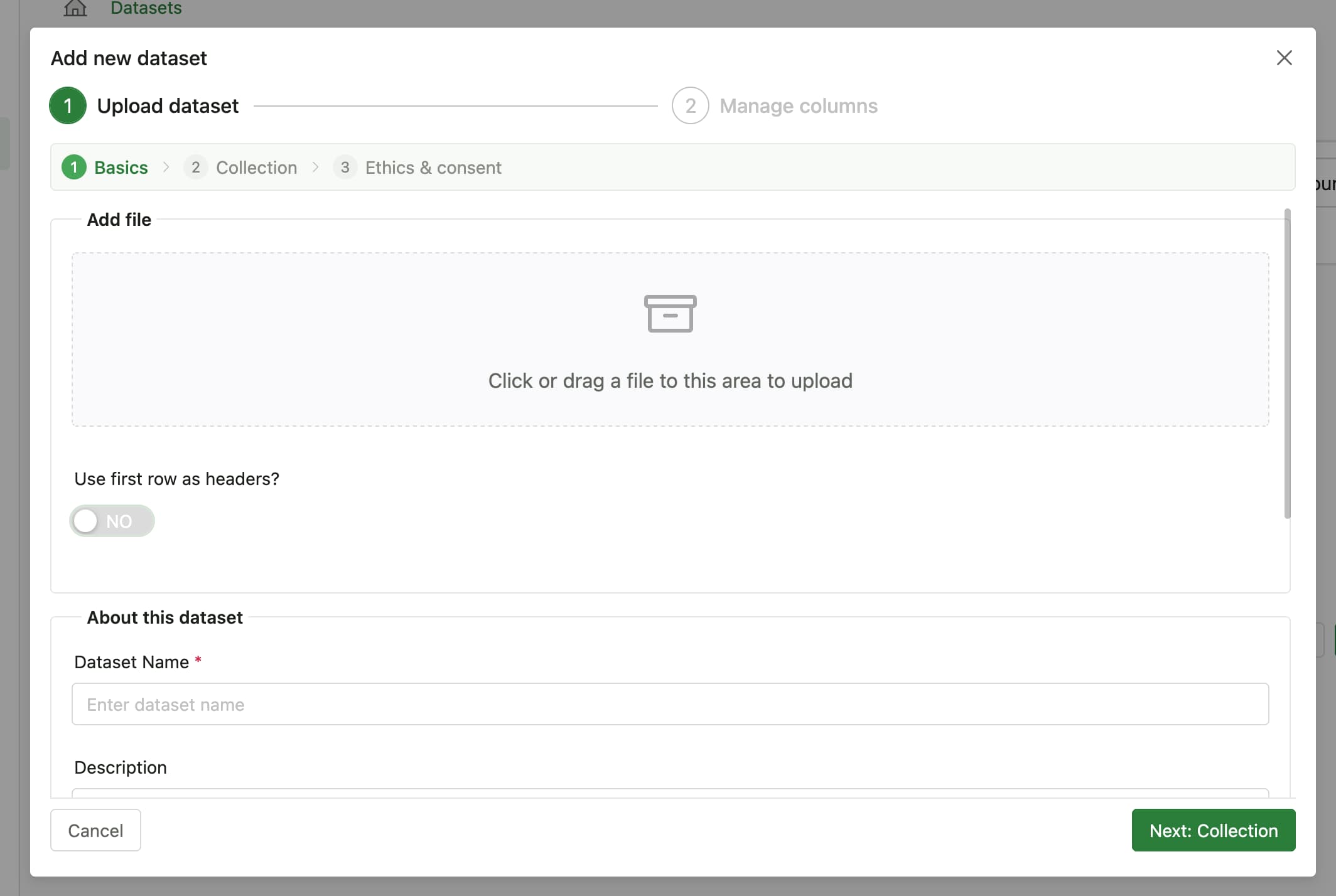 dataset upload